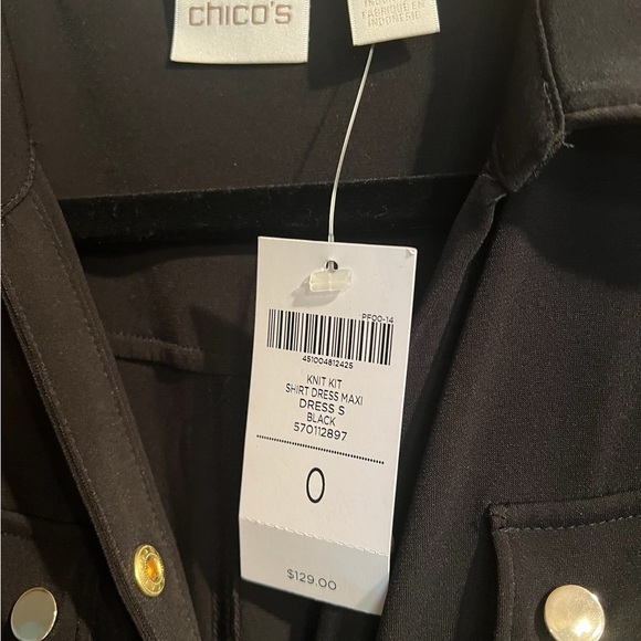 Long black dress from Chico’s with gold buttons NWT very slimming - Picture 3 of 10